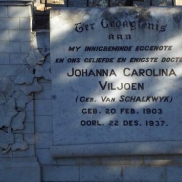 VILJOEN Johanna Carolina nee VAN SCHALKWYK 1903-1937