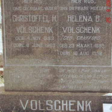 VOLSCHENK Christoffel H. 1883-1963 &amp; Helena B. CRAFFORD 1889-1956