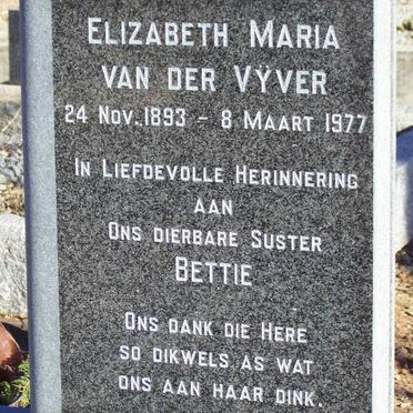 VYVER Elizabeth Maria, van der 1893-1977