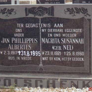 VOLSCHENK Jan Phillippus Albertes 1917-1995 &amp; Magrita Susannah NEL 1921-1960