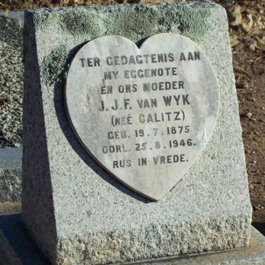 WYK J.J.F., van nee CALITZ 1875-1946