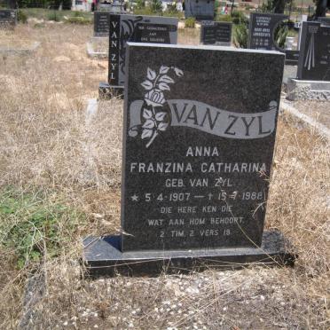 ZYL Anna Franzina Catharina, van nee VAN ZYL 1907-1988