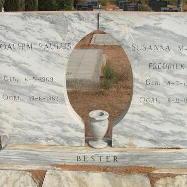 BESTER Joachim Paulus 1909-1982 &amp; Susanna Maria Fredrieka 1918-1992