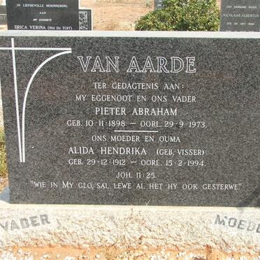 AARDE Pieter Abraham, van 1898-1973 &amp; Alida Hendrika VISSER 1912-1994