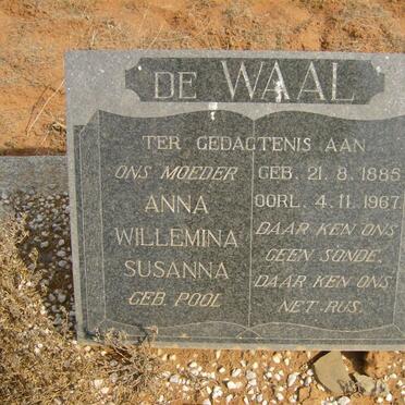 WAAL Anna Willemina Susanna, de nee POOL 1885-1967 