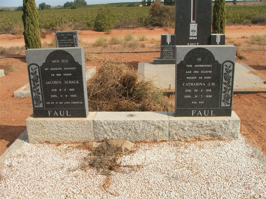 FAUL Jacobus Schalk 1901-1969 &amp; Catharina J.M. 1918-1996