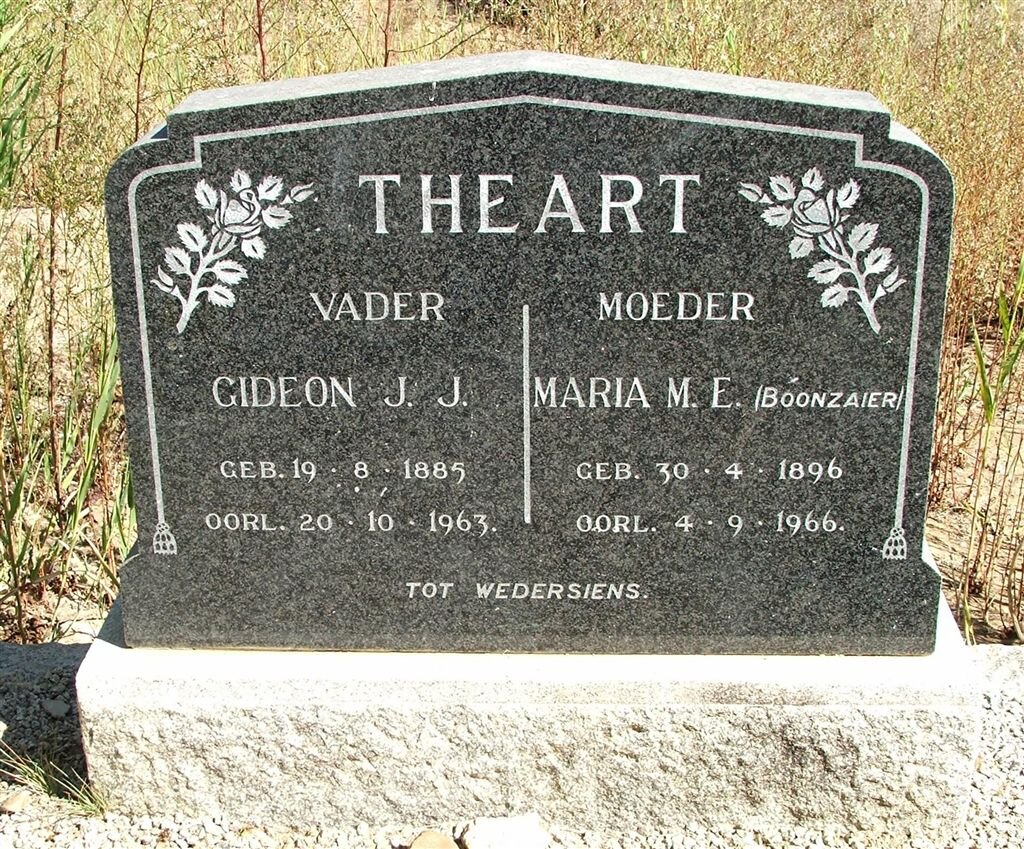 THEART Gideon J.J. 1885-1963 &amp; Maria M.E. BOONZAAIER 1896-1966