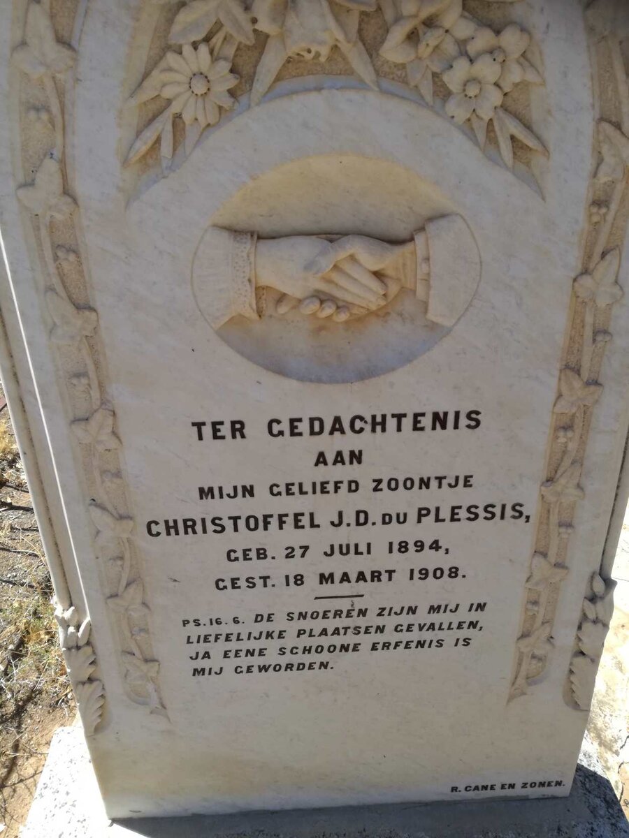 PLESSIS Christoffel J.D., du 1894-1908