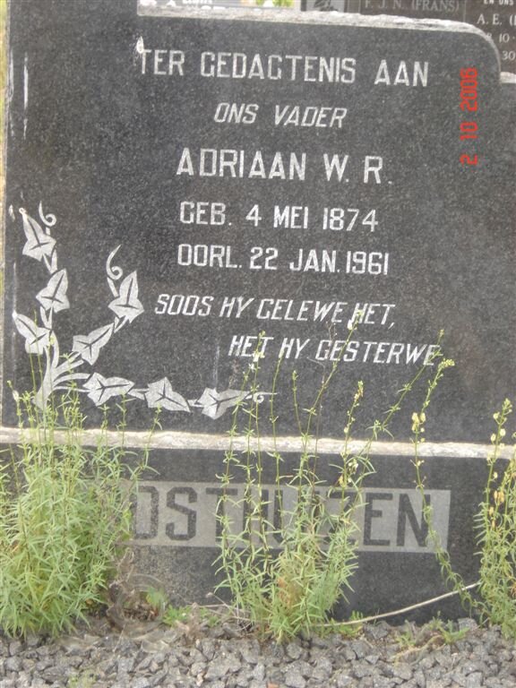 OOSTHUIZEN Adriaan W.R. 1874-1961