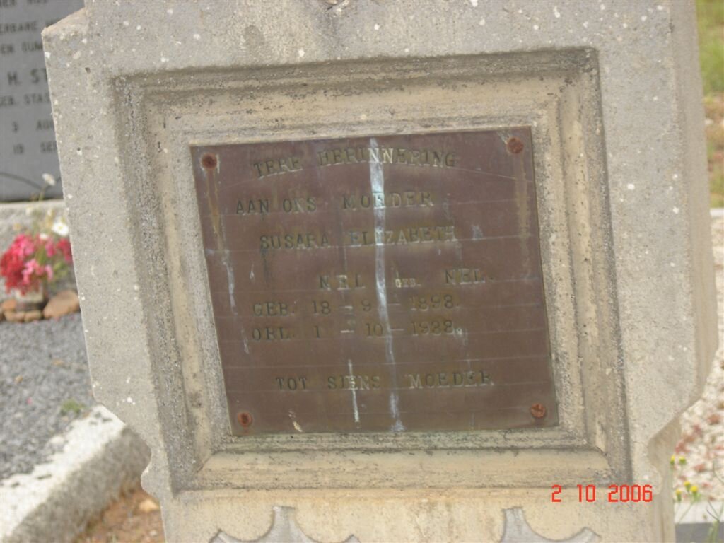 NEL Susara Elizabeth nee NEL 1898-1938