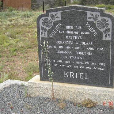 KRIEL Matthys Johannes Nicolaas 1891-1958 &amp; Johanna Dorethea STASSEN 1896-1963