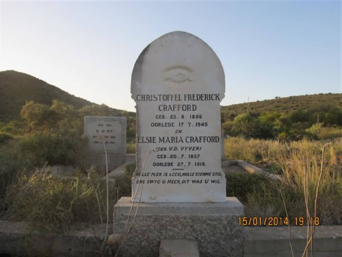 CRAFFORD Christoffel Frederick 1856-1945 &amp; Elsie Maria V.D. VYVER 1857-1919