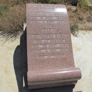 BASSON Petrus Nicolas 1848-1927 &amp; Sara Margaretha LA GRANGE 1854-1915