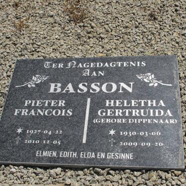 BASSON Pieter Francois 1927-2010 &amp; Heletha Gertruida DIPPENAAR 1930-2009