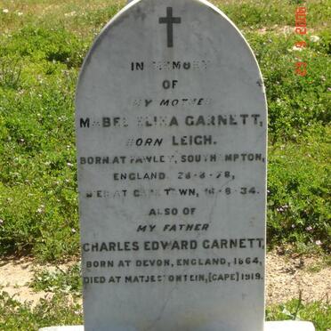 GARNETT Charles Edward 1864-1919 &amp; Mabel Eliza LEIGH 1878-1934