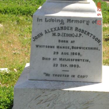 ROBERTSON John Alexander 1868-1903