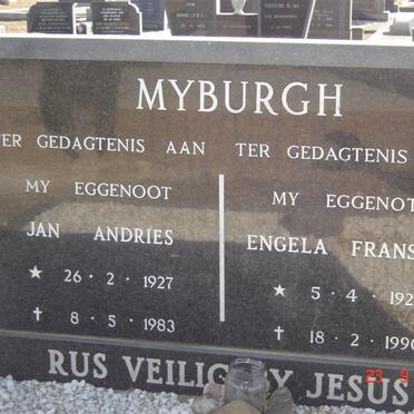 MYBURGH Jan Andries 1927-1983 &amp; Engela Fransina 1923-1990