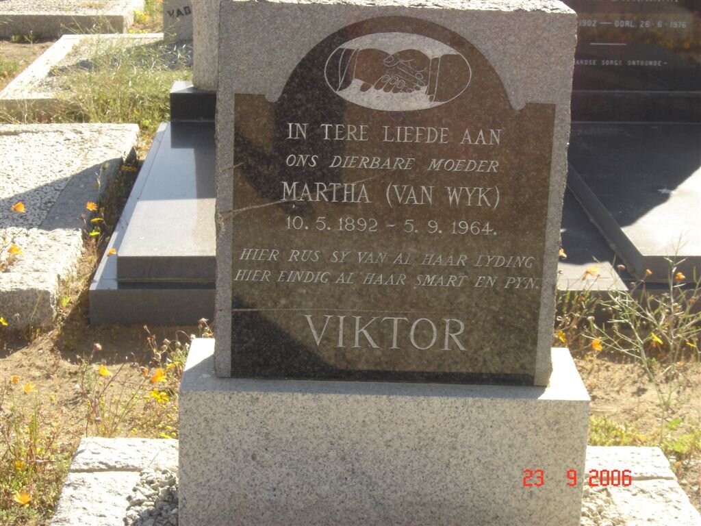 VIKTOR Martha nee VAN WYK 1892-1964