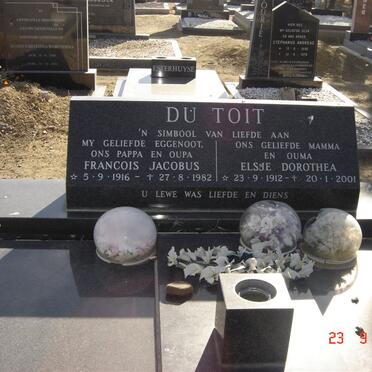 TOIT Francois Jacobus, du 1916-1982 &amp; Elsje Dorothea 1912-2001