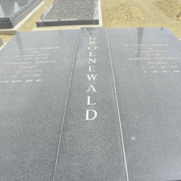 GROENEWALD Coenraad Adolph 1939-1996 &amp; Martha Elizabeth 1939-2010