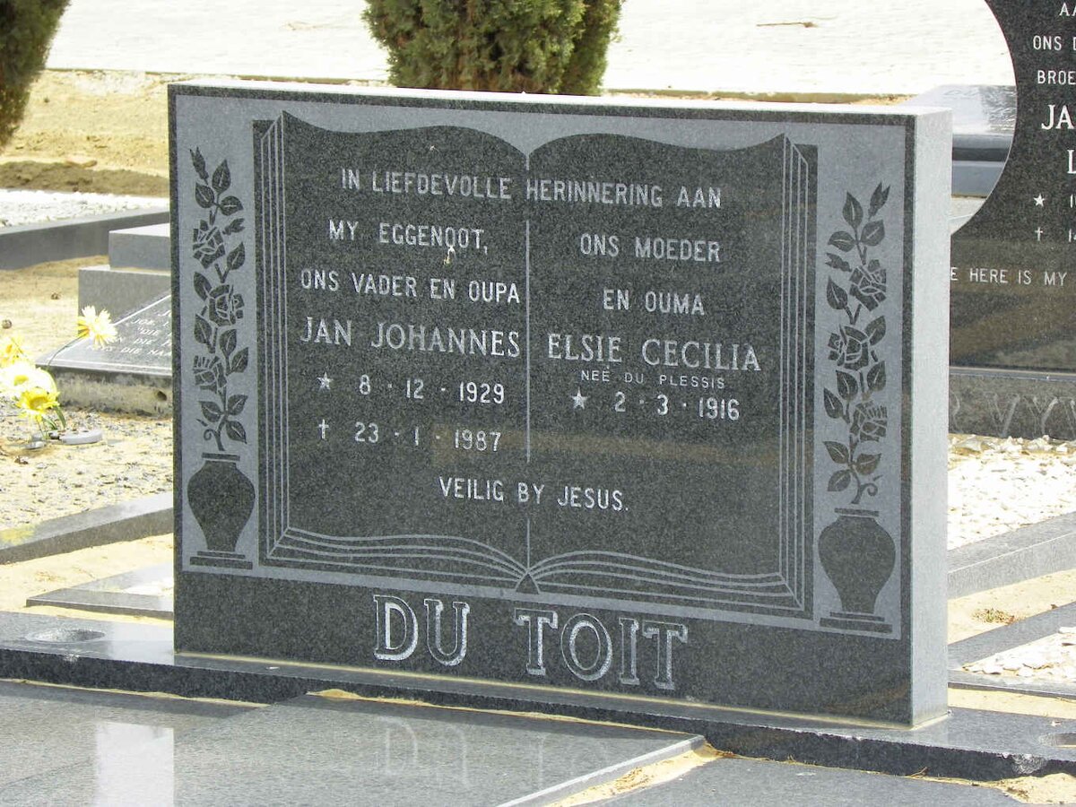 TOIT Jan Johannes, du 1929-1987 &amp; Elsie Cecilia DU PLESSIS 1916-