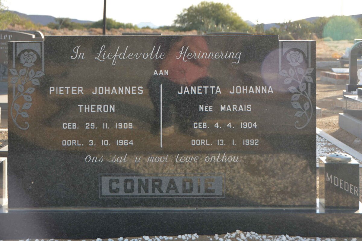 CONRADIE Pieter Johannes Theron 1908-1964 &amp; Janette Johanna MARAIS 1904-1992