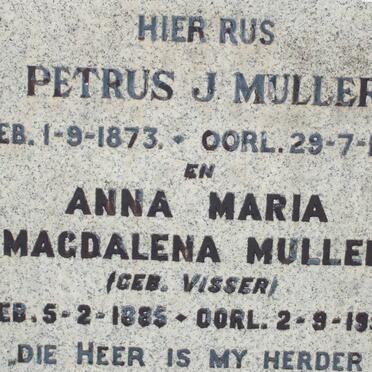 MULLER Petrus J. 1873-1854 &amp; Anna Maria Magdalena VISSER 1885-1958