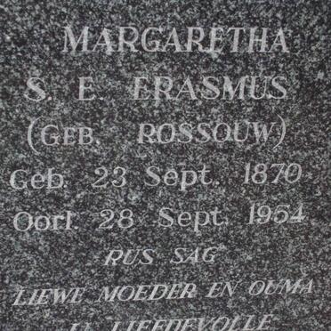 ERASMUS Margaretha S.E. nee ROSSOUW 1870-1954