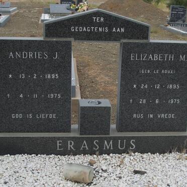ERASMUS Andries J. 1895-1975 &amp; Elizabeth M. LE ROUX 1895-1975
