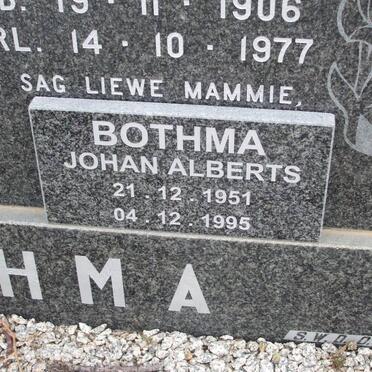 BOTHMA Frans Stefanus 1902-1972 &amp; Jacoba Magdalena ALBERTS 1906-1977 :: BOTHMA Johan Alberts 1951-1995