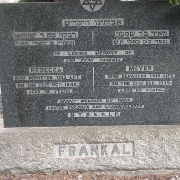 FRANKAL Meyer -1939 & Rebecca -1949