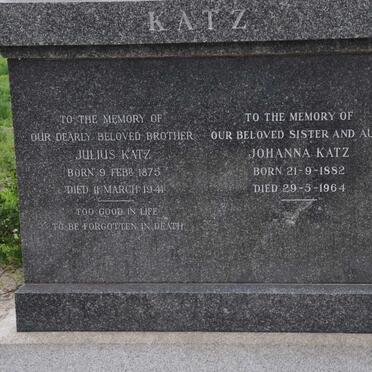 KATZ Julius 1875-1941 &amp; Johanna 1882-1964