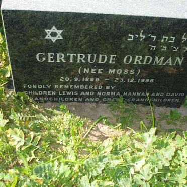 ORDMAN Gertrude nee MOSS 1899-1996