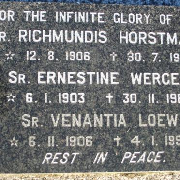 HORSTMANN Richmundis 1906-1963 :: WERGEN Ernestine 1903-1987 :: LOEW Venantia 1906-1992