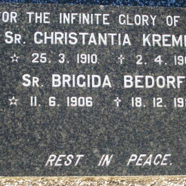 KREMER Christantia 1910-1968 :: BEDORF Brigida 1906-1986