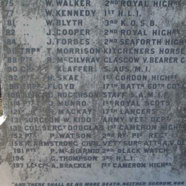 5. Presbyterian Soldiers who died in the Military Hospitals Wynberg 1899-1902