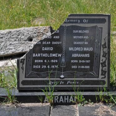 ABRAHAMS David Bartholomew 1926-1975 &amp; Mildred Maud 1927-2000