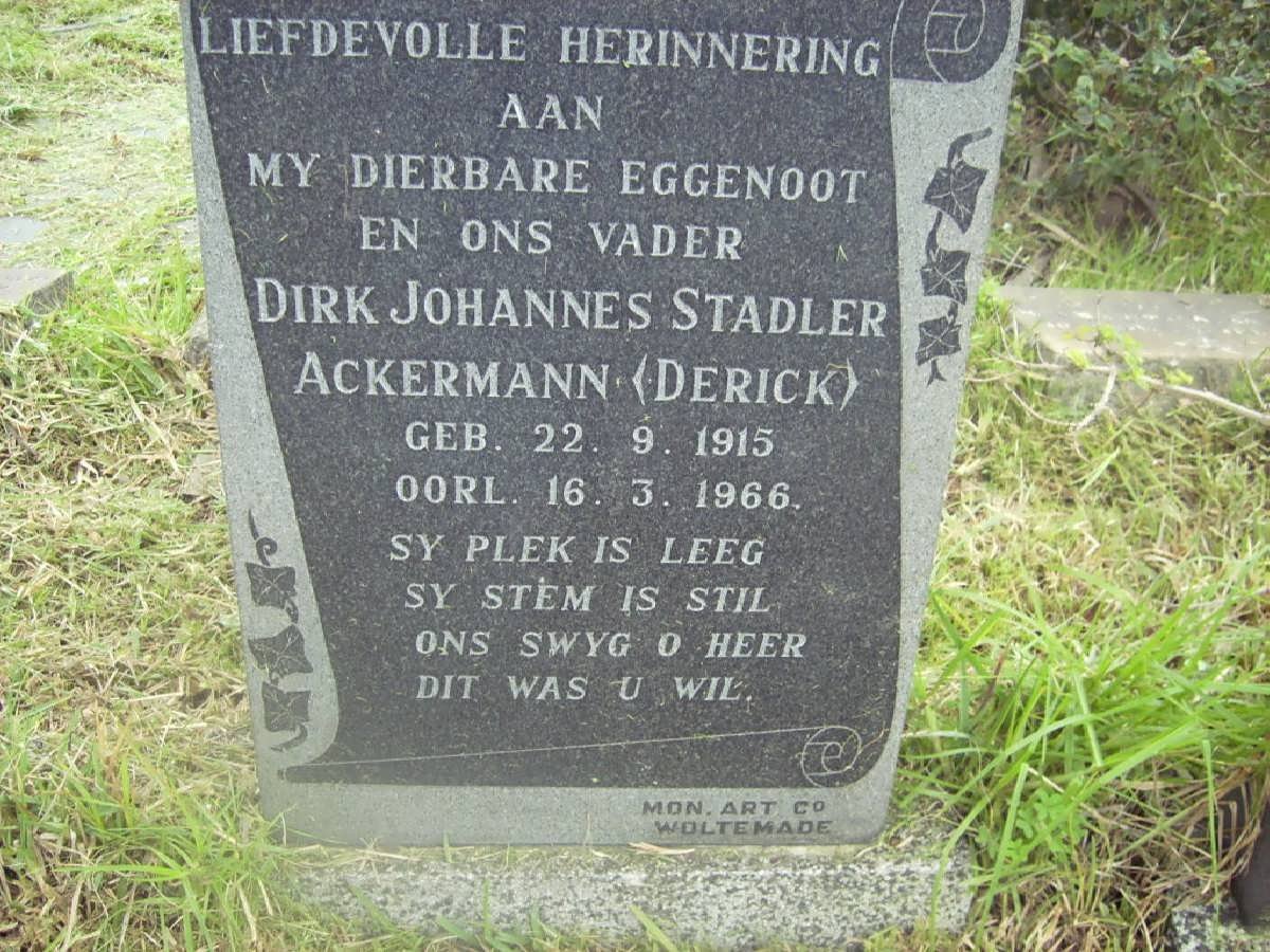 ACKERMANN Dirk Johannes Stadler 1915-1966