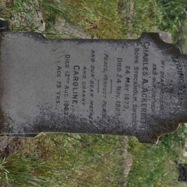 ACKERBERG Charles A. 1873-1927 &amp; Caroline -1963