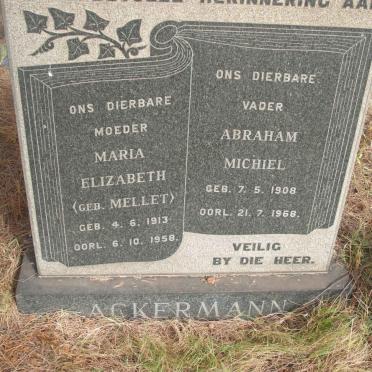 ACKERMANN Abraham Michiel 1908-1968 &amp; Maria Elizabeth MELLET 1913-1958