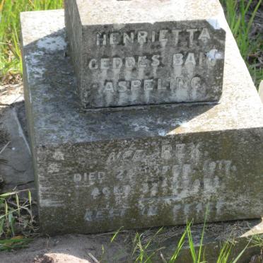 ASPELING Henrietta Geddes Bain nee REX -1917