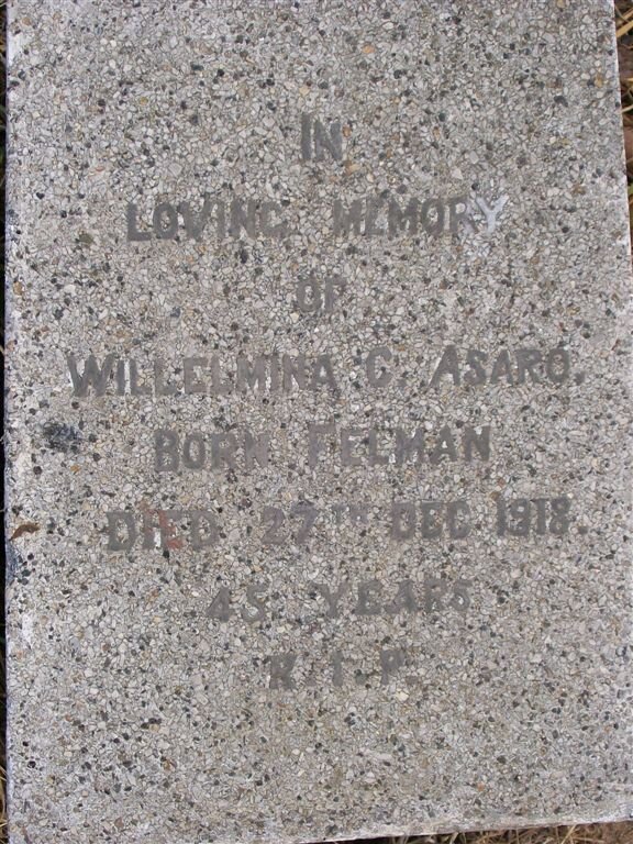 ASARO Willelmina C. nee FELMAN -1918