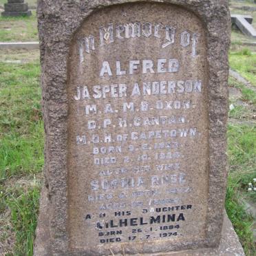 ANDERSON Alfred Jasper 1852-1924 &amp; Sophia Rose -1947 :: ANDERSON Wilhelmina 1884-1974