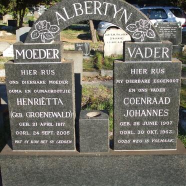 ALBERTYN Coenraad Johannes 1907-1963 &amp; Henrietta GROENEWALD 1917-2005
