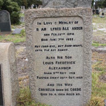 ALEXANDER Alfred 1874-1932 &amp; Cornelia DE GOEDE -1968 :: ALEXANDER Louis Frederick 1912-1959