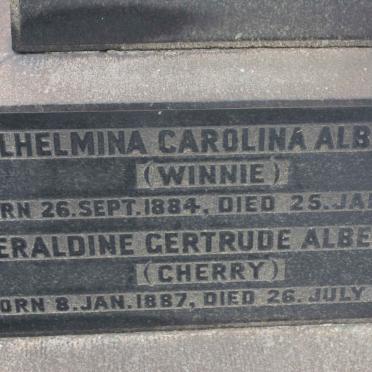 ALBERTYN Wilhelmina Carolina 1884-1961 :: ALBERTYN Geraldine Gertrude 1887-1962