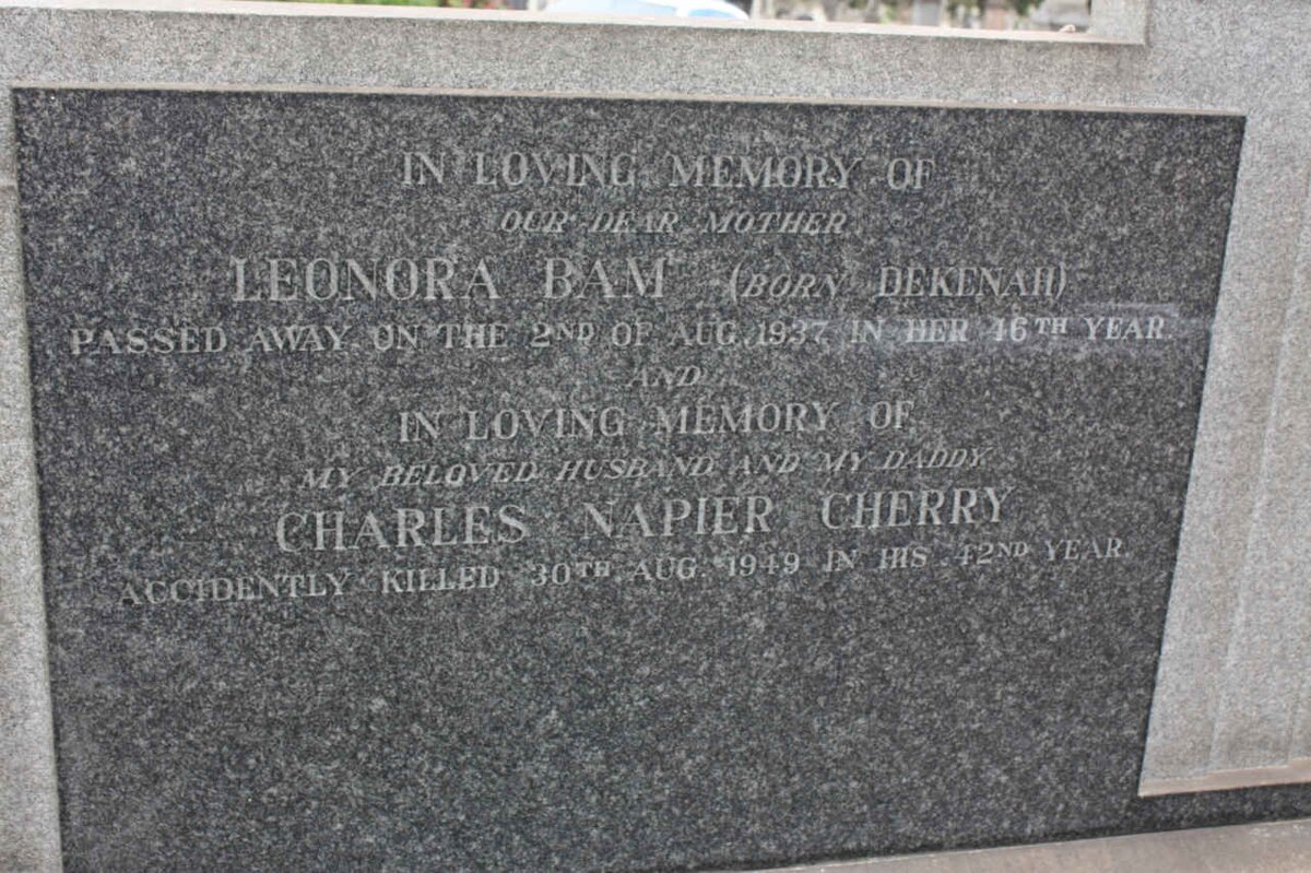 BAM Leonora nee DEKENAH -1937 :: CHERRY Charles Napier -1949