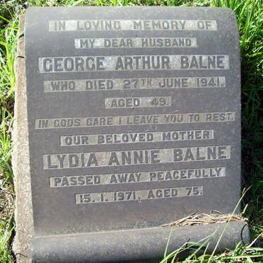 BALNE George Arthur -1941 &amp; Lydia Annie -1971