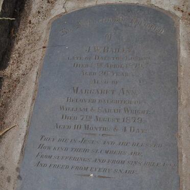 BAILEY J W -1879 :: WRIGHT Margaret Ann - 1879