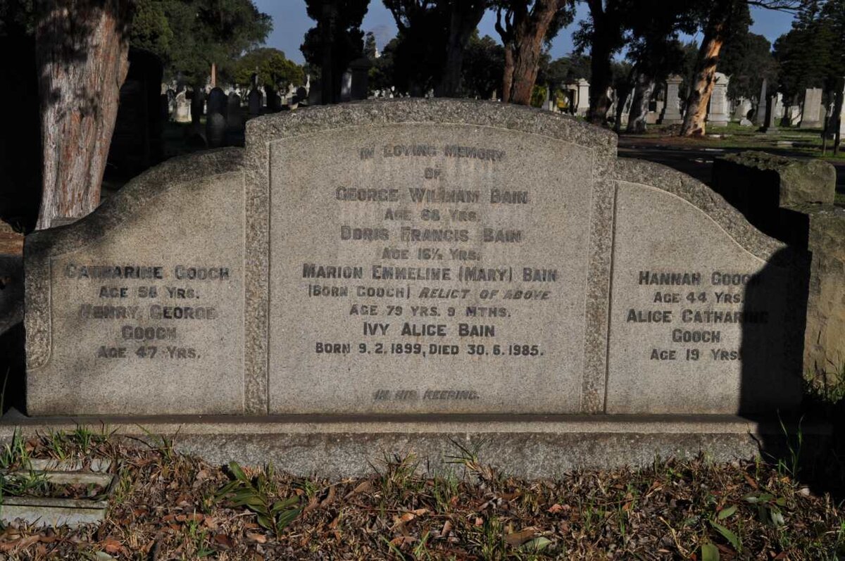 BAIN George William &amp; Marion Emmeline GOOCH